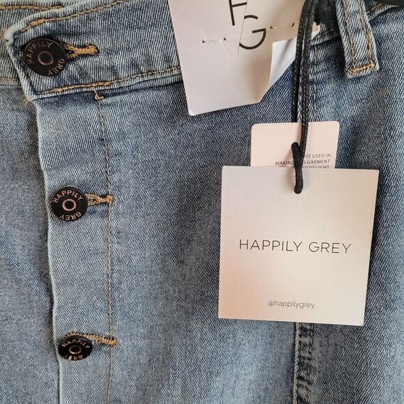 NEW Denim Maxi Skirt Sz 11 29 Button Front Happily Grey Boho Stretch Modest - Picture 4 of 16